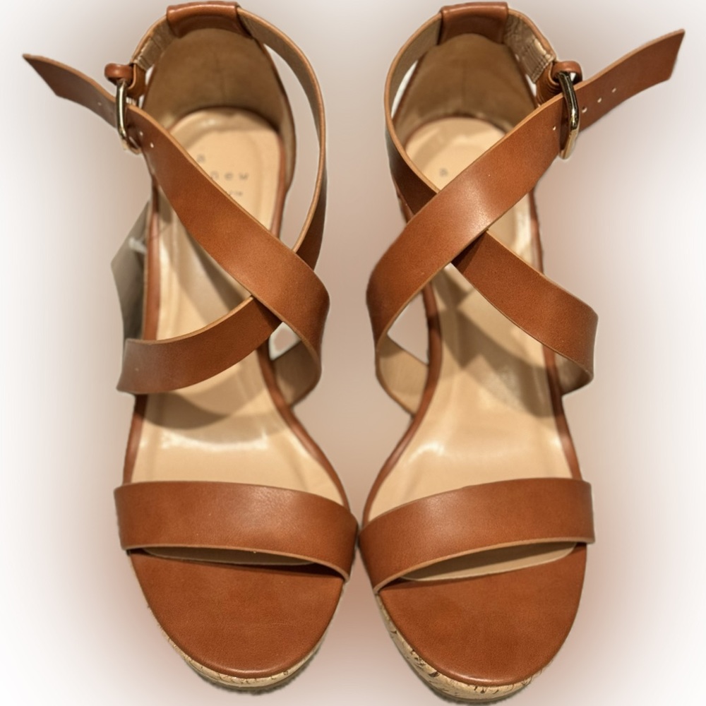 Brand New - Target A New Day Saddle Brown Strappy Wedge